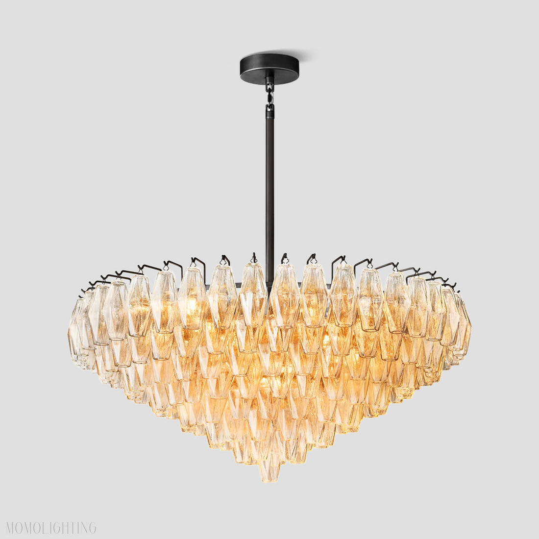 Chiara Glass Tiered Round Chandelier 37"-Momo Lighting