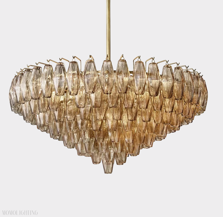 Chiara Glass Tiered Round Chandelier 37"-Momo Lighting