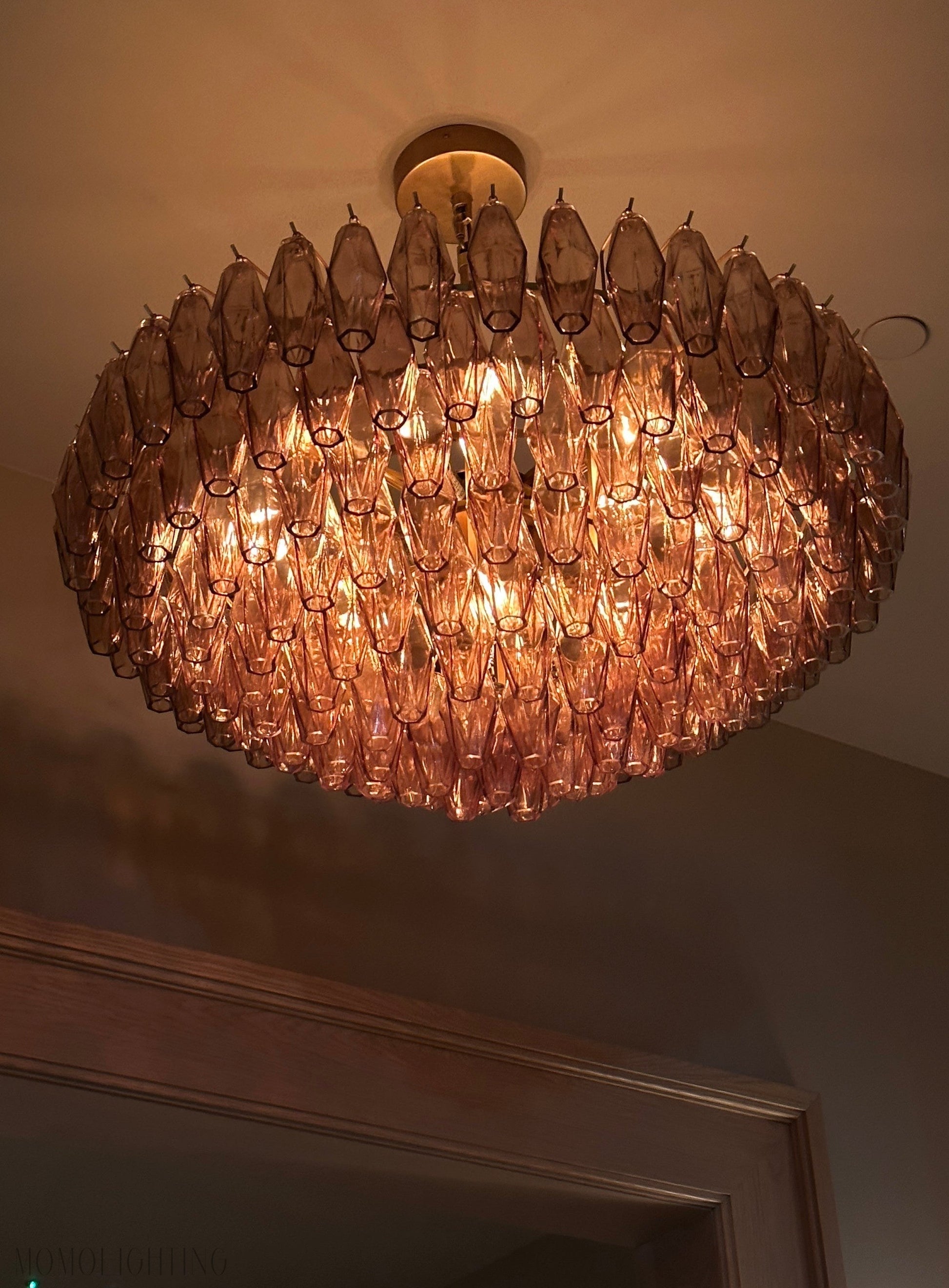 Chiara Glass Tiered Round Chandelier 37"-Momo Lighting