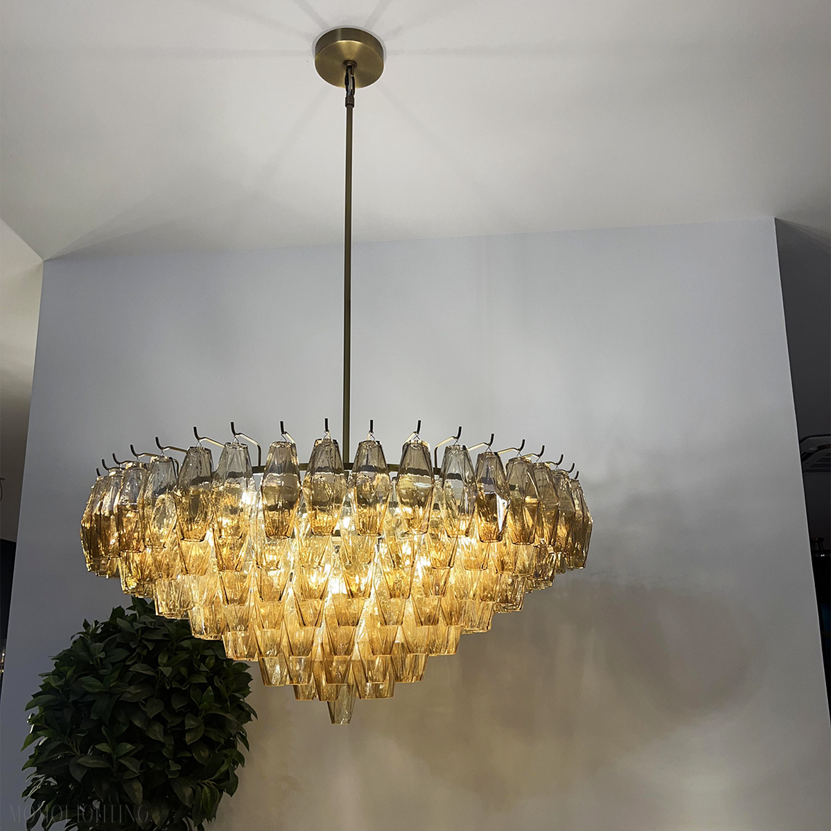 Chiara Glass Tiered Round Chandelier 37"-Momo Lighting