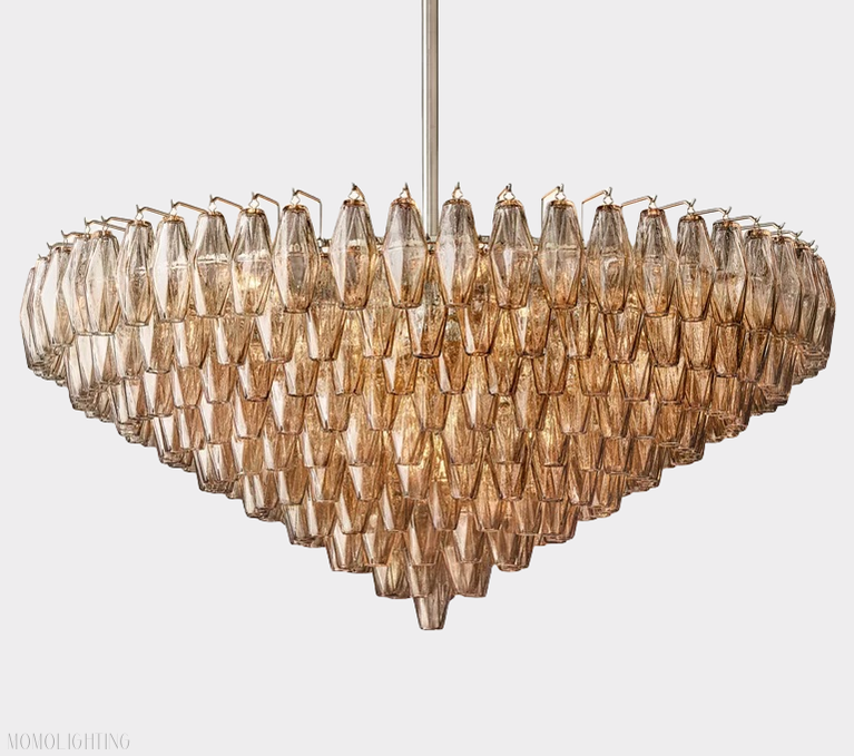 Chiara Glass Tiered Round Chandelier 61"-Momo Lighting