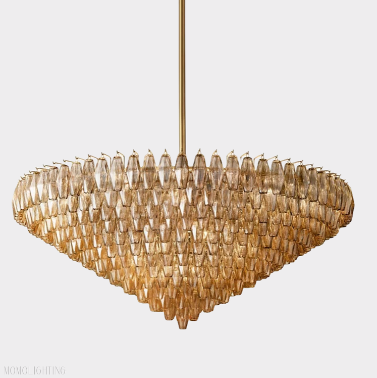 Chiara Glass Tiered Round Chandelier 61"-Momo Lighting