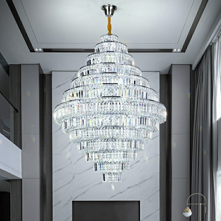 Chrome/ Silver/ Gold Extra Large Chandelier For Foyer Living Room Staircase Crystal Ceiling Lighting Fixture-Momo Lighting