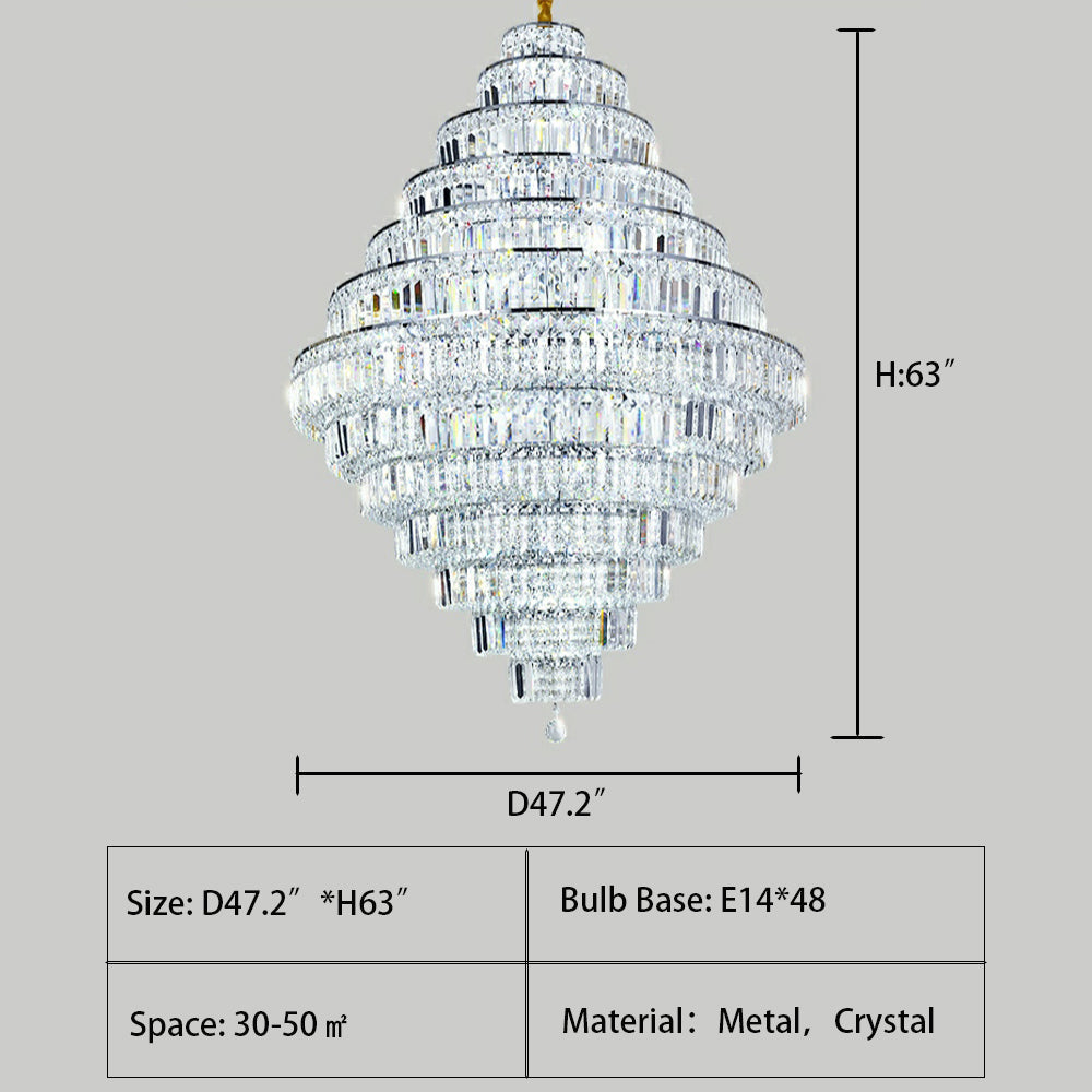 Chrome/ Silver/ Gold Extra Large Chandelier For Foyer Living Room Staircase Crystal Ceiling Lighting Fixture-Momo Lighting