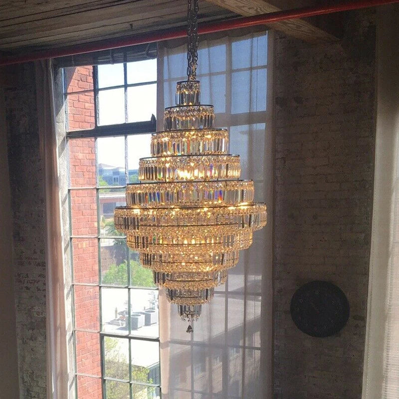 Chrome/ Silver/ Gold Extra Large Chandelier For Foyer Living Room Staircase Crystal Ceiling Lighting Fixture-Momo Lighting