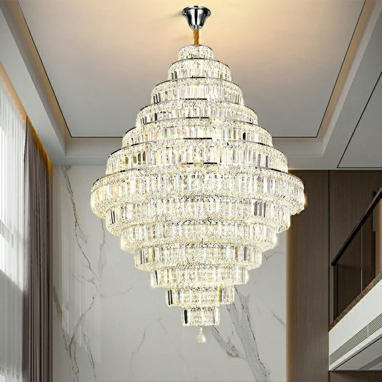 Chrome/ Silver/ Gold Extra Large Chandelier For Foyer Living Room Staircase Crystal Ceiling Lighting Fixture-Momo Lighting