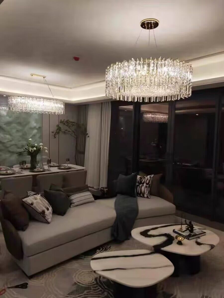 Chrome Silver Stylish Round Crystal Chandelier Modern Ceiling Pendant Light For Living Room/ Bedroom-Momo Lighting