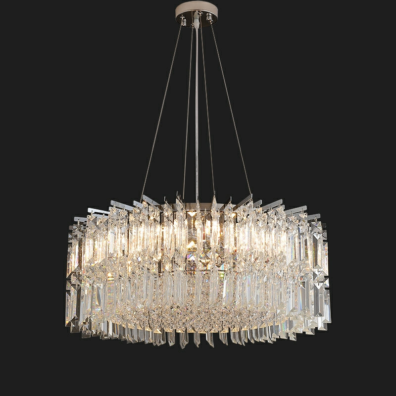 Chrome Silver Stylish Round Crystal Chandelier Modern Ceiling Pendant Light For Living Room/ Bedroom-Momo Lighting