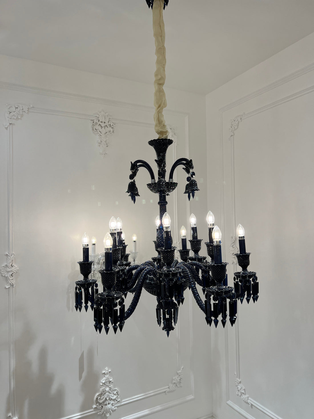 Classic Black Candle Style Chandelier Crystal Ceiling Pendant Lighting Fixture For Living/ Bedroom-Momo Lighting