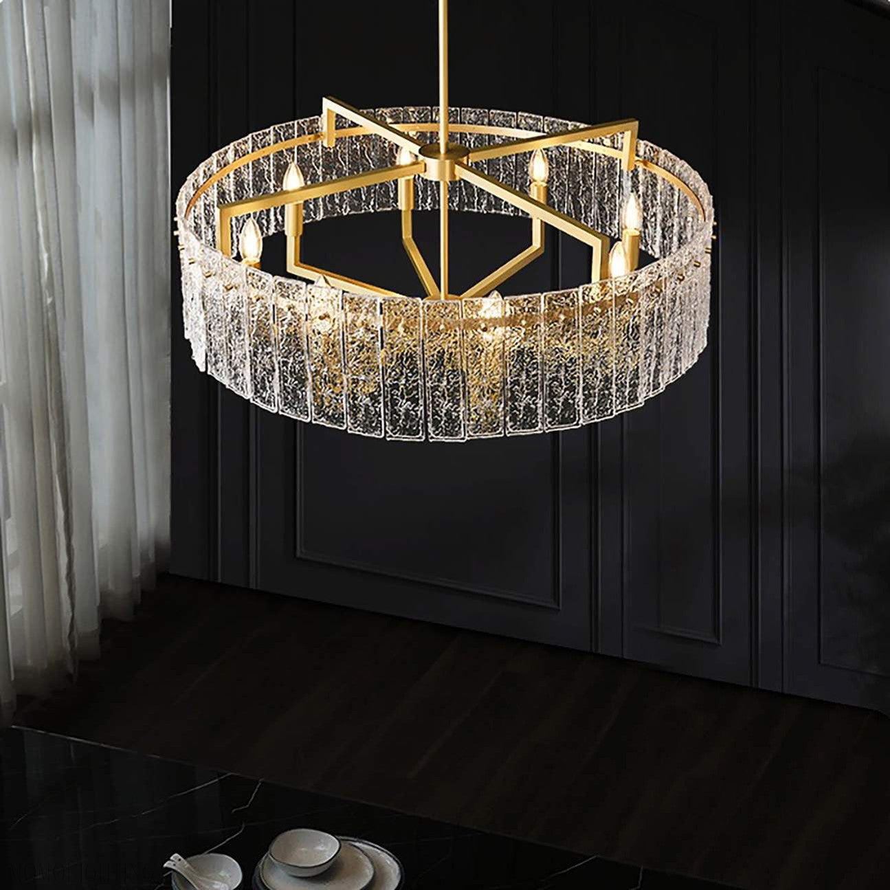 Classic Moire Crystal Round Chandelier-Momo Lighting
