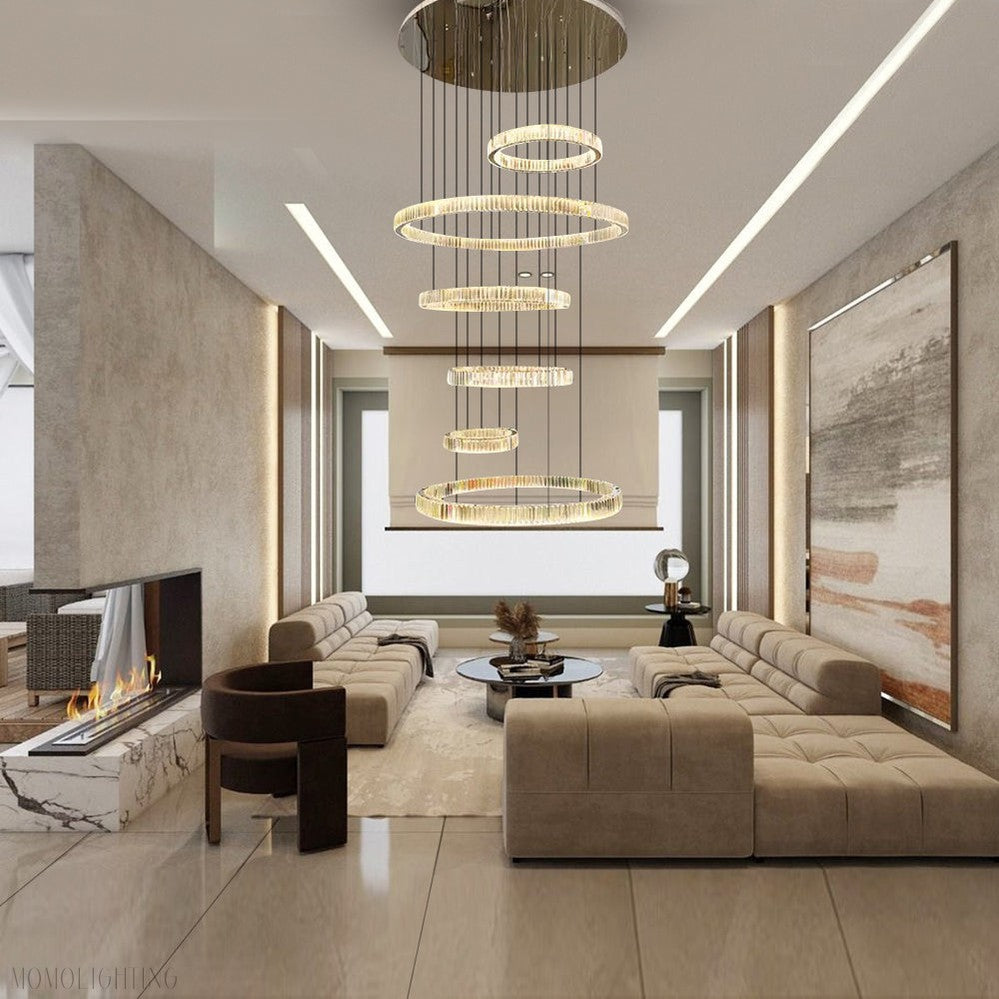 Cleo Foyer & Staircase Ring Chandelier 31"D-Momo Lighting