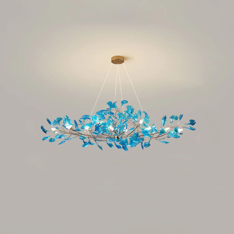 Colorful Glass Ginkgo Leaf Chandelier-Momo Lighting