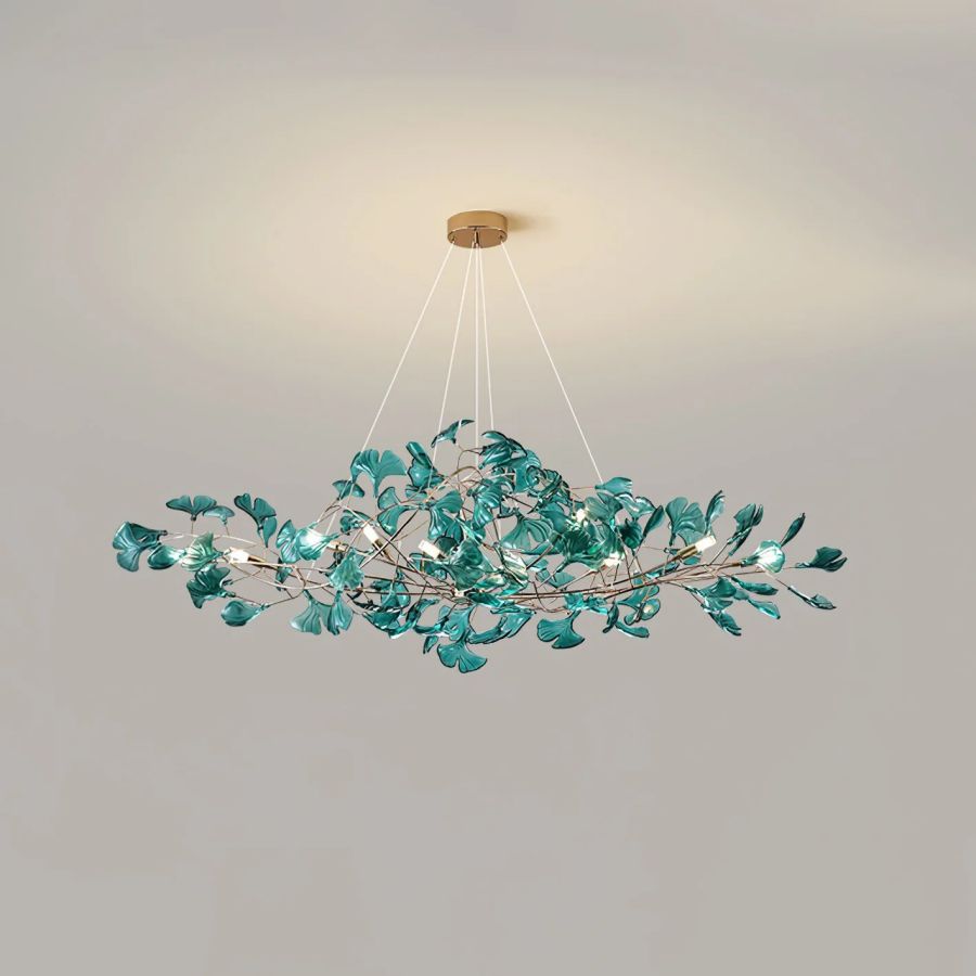 Colorful Glass Ginkgo Leaf Chandelier-Momo Lighting