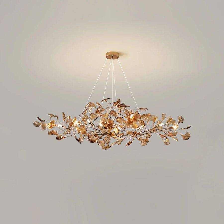 Colorful Glass Ginkgo Leaf Chandelier-Momo Lighting