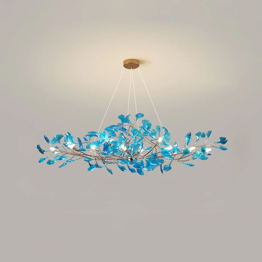 Colorful Glass Ginkgo Leaf Chandelier-Momo Lighting