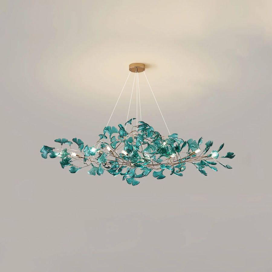 Colorful Glass Ginkgo Leaf Chandelier-Momo Lighting