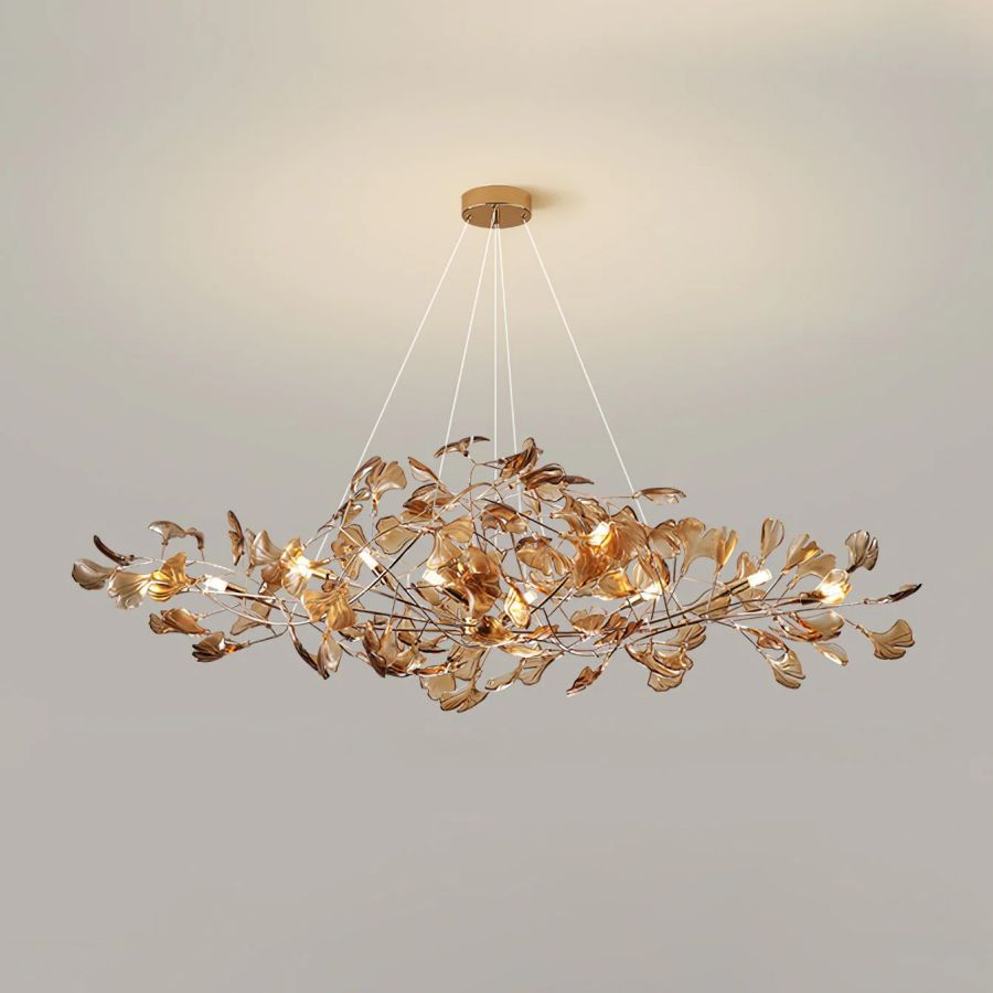 Colorful Glass Ginkgo Leaf Chandelier-Momo Lighting