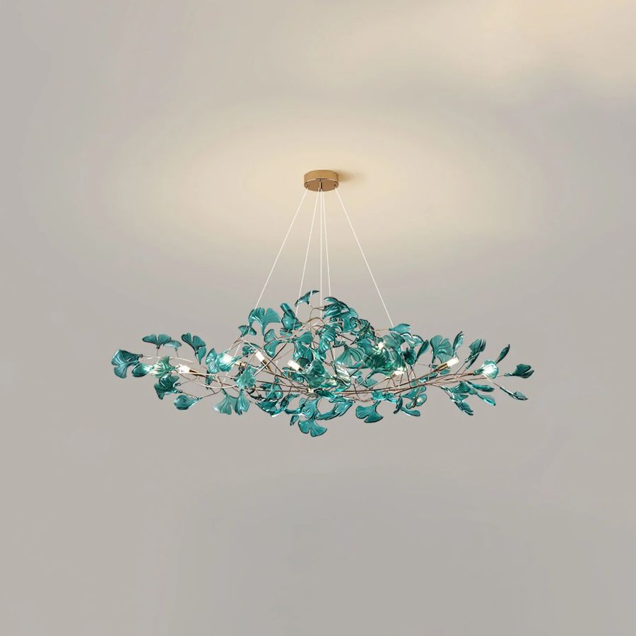 Colorful Glass Ginkgo Leaf Chandelier-Momo Lighting