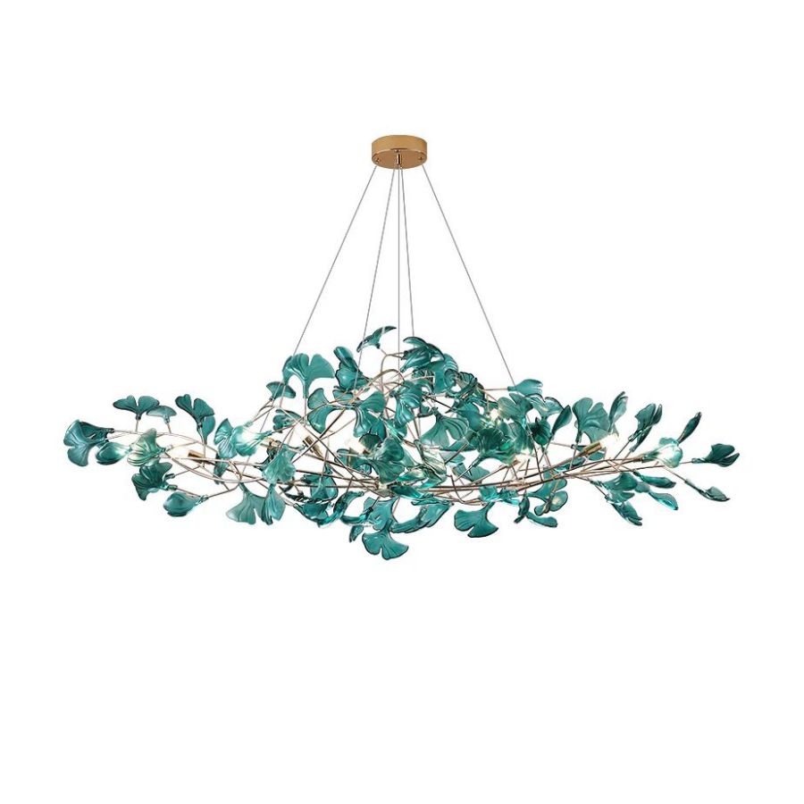 Colorful Glass Ginkgo Leaf Chandelier-Momo Lighting