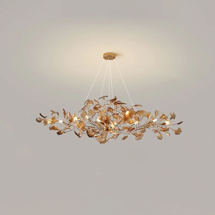 Colorful Glass Ginkgo Leaf Chandelier-Momo Lighting