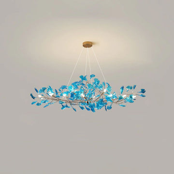 Colorful Glass Ginkgo Leaf Chandelier-Momo Lighting