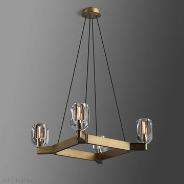 Cono Crystal Square Chandelier 36"-Momo Lighting