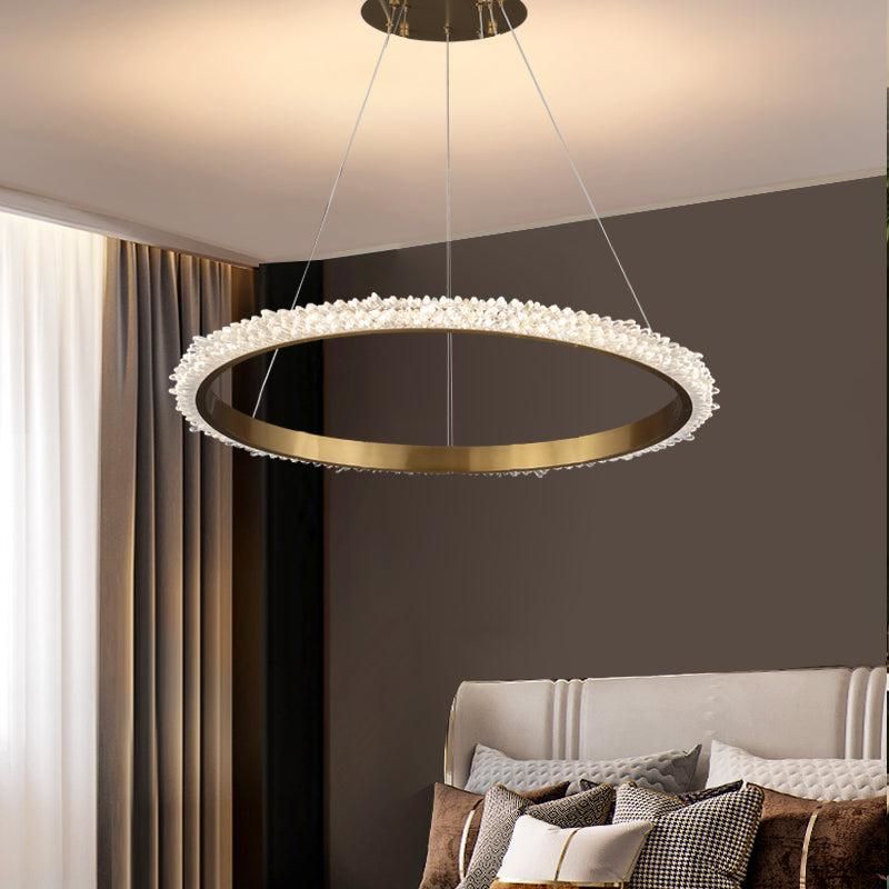 Contemporary K9 Crystal Halo Circle Foyer Chandelier-Momo Lighting
