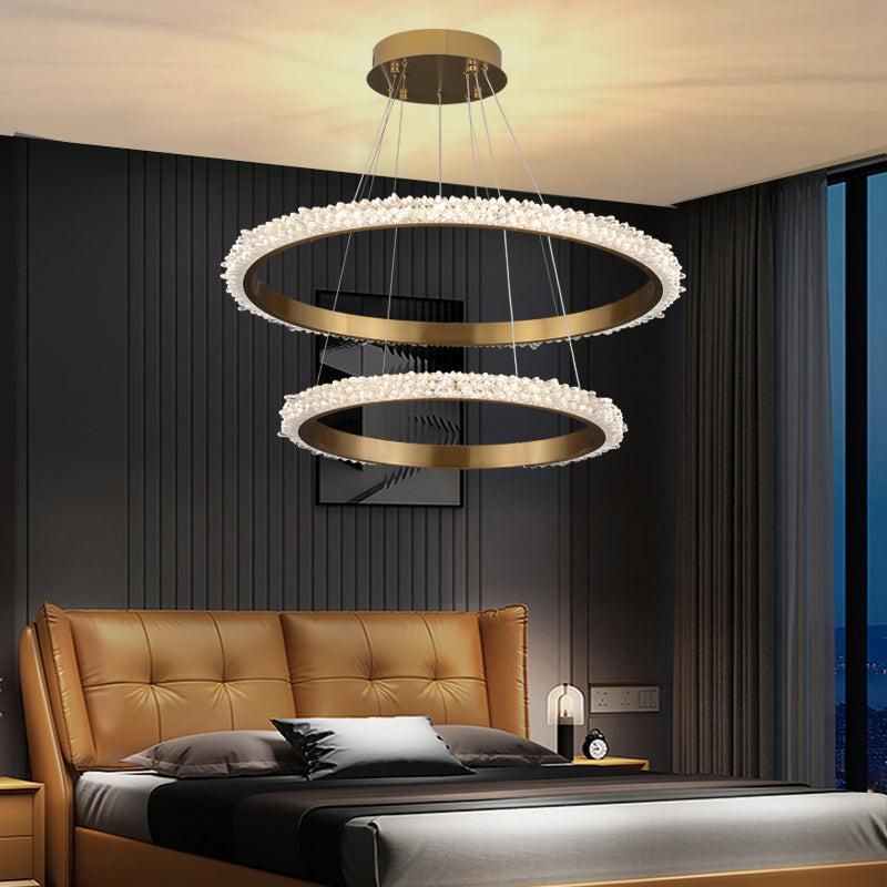 Contemporary K9 Crystal Halo Circle Foyer Chandelier-Momo Lighting