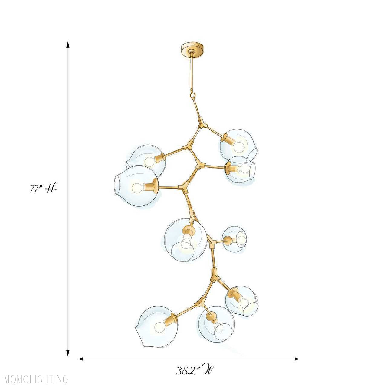 Covington Drop Globe Branching Bubble Chandelier 38''-Momo Lighting