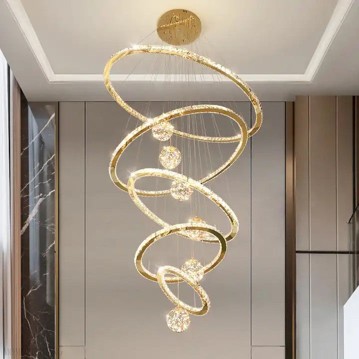 Crispin Crystal Ring Chandelier Foyer-Momo Lighting
