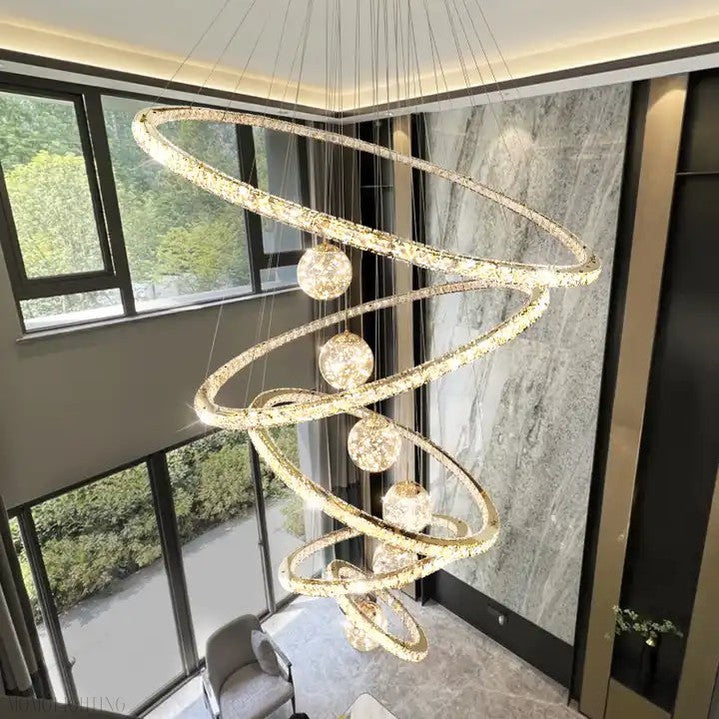 Crispin Crystal Ring Chandelier Foyer-Momo Lighting
