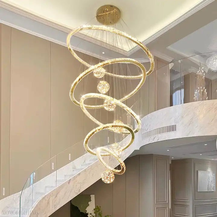 Crispin Crystal Ring Chandelier Foyer-Momo Lighting