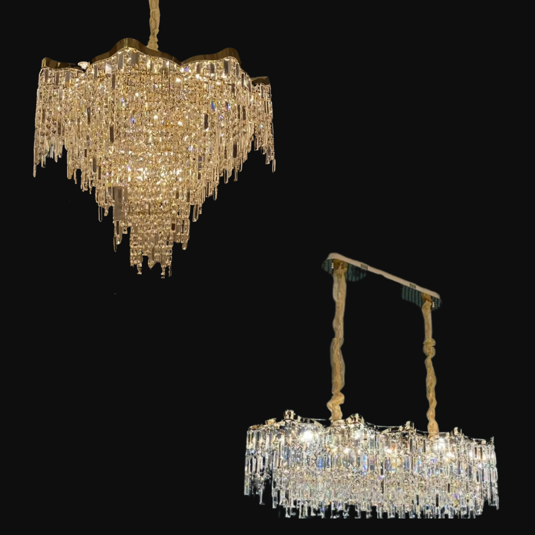 Crystal Tassel Chandelier Set For Living Room/Dining Room and Bedroom-Momo Lighting