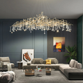 Crystal Teardrop Brass Branch Chandelier