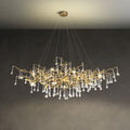 Crystal Teardrop Brass Branch Chandelier