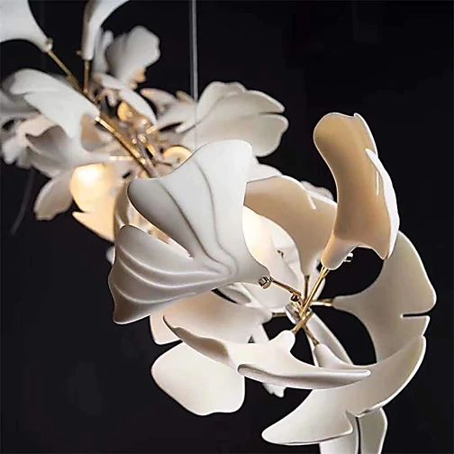 Custom Ceramic Ginkgo Branch Chandelier 193''H-Momo Lighting