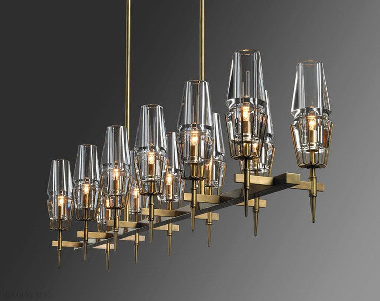 David Glass Round Chandelier Brass-Momo Lighting