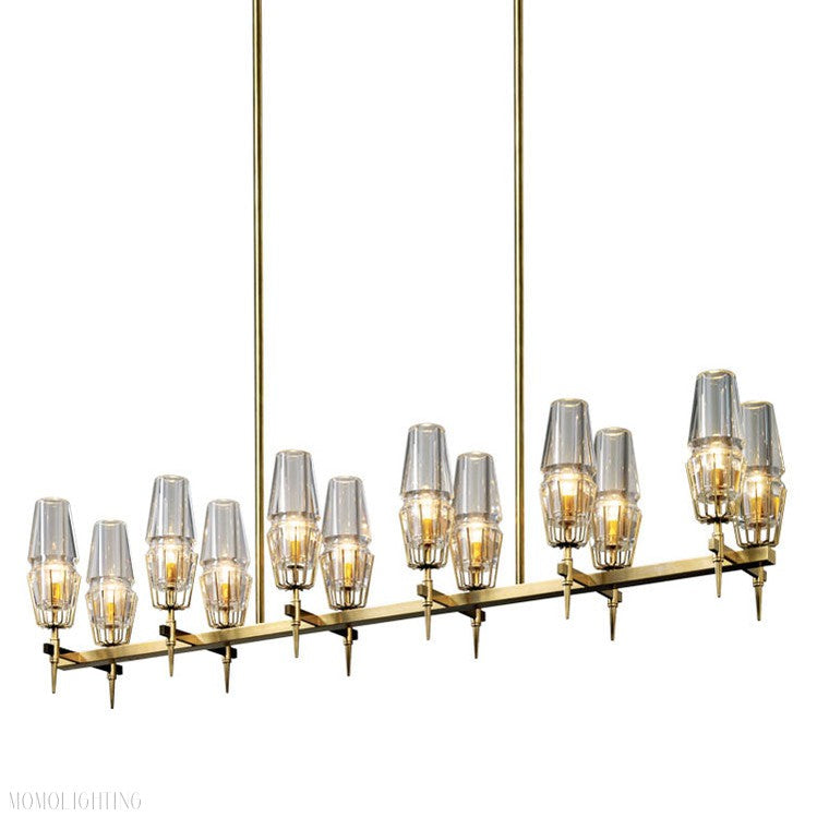 David Glass Round Chandelier Brass-Momo Lighting