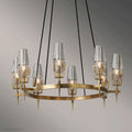 David Glass Round Chandelier Brass-Momo Lighting