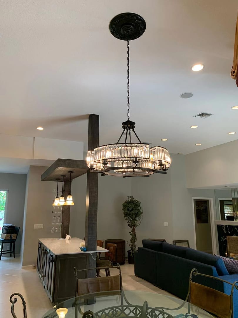 Decorative 6/ 8/ 10/ 12-Light Crystal Ceiling Chandelier Triangular Prism Island Light Fixture Metal Shade for Living Room-Momo Lighting