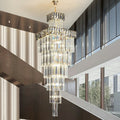 Decorative Large Vertical Crystal Staircase Chandelier Foyer Ceiling Light Fixture Lamp In Gray/ Amber Brim-Momo Lighting