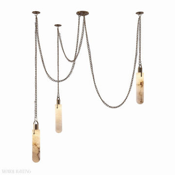Della Flint 3-Light Alabaster Cluster Chandelier-Momo Lighting