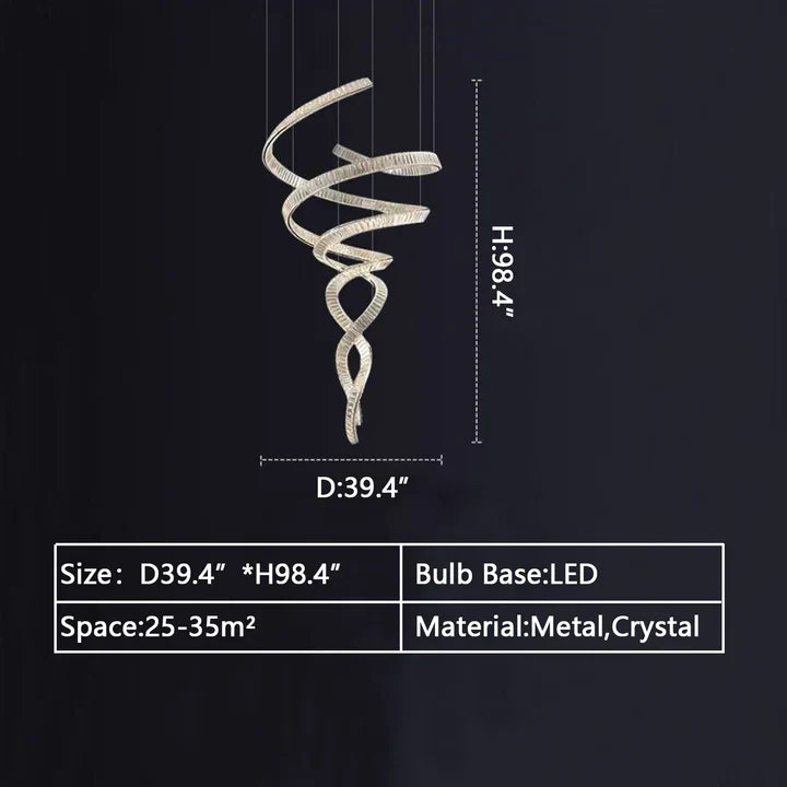 Designer Foyer Living Room Ceiling Light Fixture Stylish Spiral Crystal Chandelier For Hotel Entrance-Momo Lighting