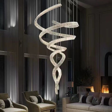 Designer Foyer Living Room Ceiling Light Fixture Stylish Spiral Crystal Chandelier For Hotel Entrance-Momo Lighting