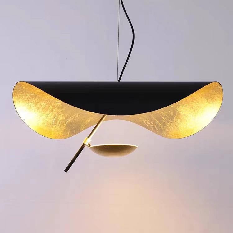 Designer Model Modern Art Hat Shape Gold Leaf Pendant Chandelier for Living/Dining Room-Momo Lighting