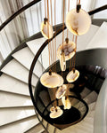 Moonshade Natural Marble Pendant Light with Adjustable Height