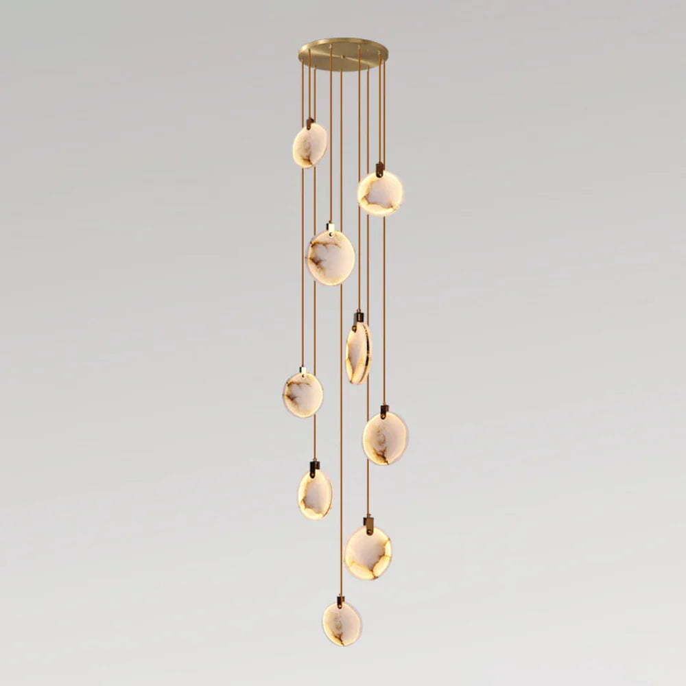 Moonshade Natural Marble Pendant Light with Adjustable Height