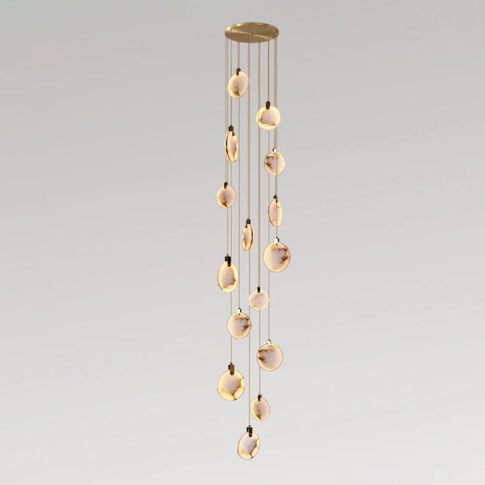 Moonshade Natural Marble Pendant Light with Adjustable Height