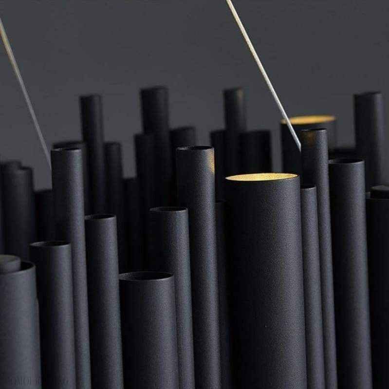 Dore Black Tubular Rectangle Chandelier 32" 40"-Momo Lighting