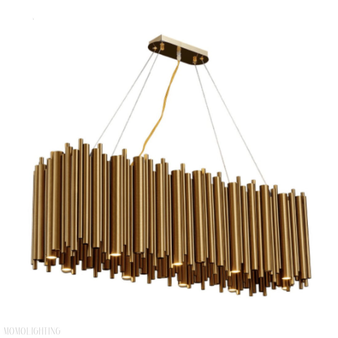 Dore Brass Tubular Rectangle Chandelier 32" 39"-Momo Lighting